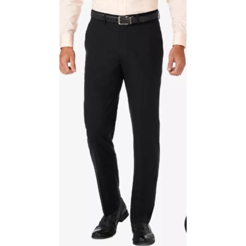 HAGGAR J.M. Slim Fit 4-Way Stretch Flat Front Dress Pants Black 33 x 30