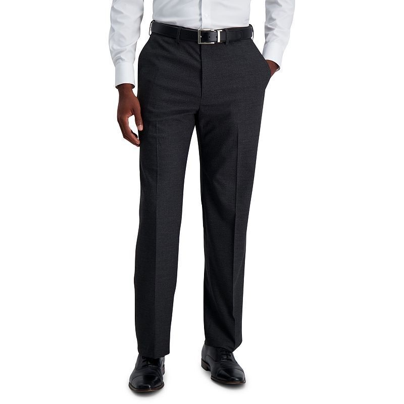 Haggar Men's 4-Way Stretch Classic Fit Expandable Pants 34 x 30 Charcoal Plaid