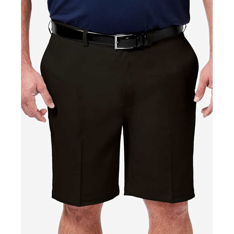 Haggar Men's Big & Tall Cool 18 Pro Flat Front Shorts Size 52 Black