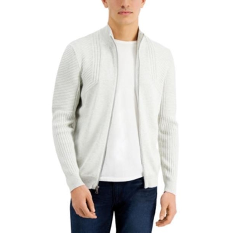 INC International Concepts Mens Champ Zip Sweater Whispy Grey Heather 2XL