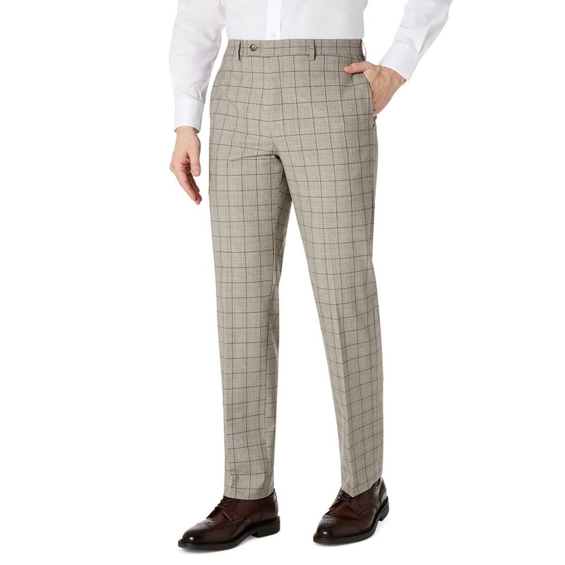 Lauren Ralph Lauren Men's Classic-Fit Plaid Pants 32 x 32 Tan Brown