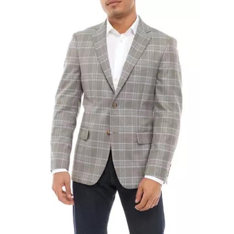 Lauren Ralph Lauren Sport Coat Blue Tan 44R Single Breasted 2 Button Front