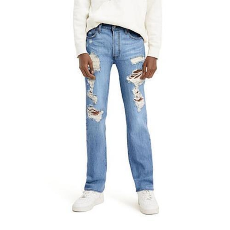 Levi's Men's 501 Original Fit Straight Fit Jeans 31 x 30 Distressed Blue
