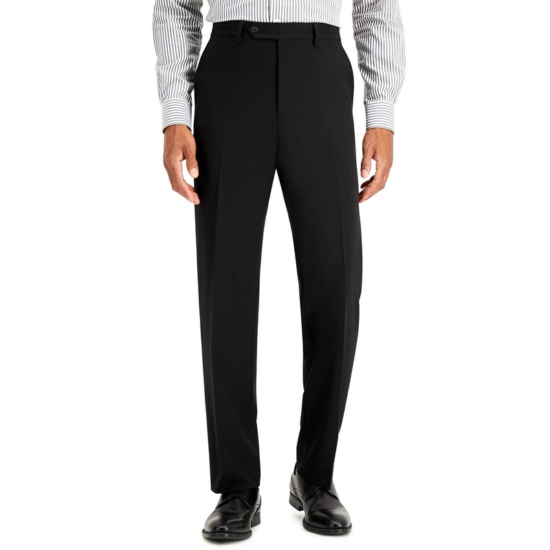 Nautica Men's Modern-Fit Bi-Stretch Suit Pants 41 x 32 Black Flat Pant