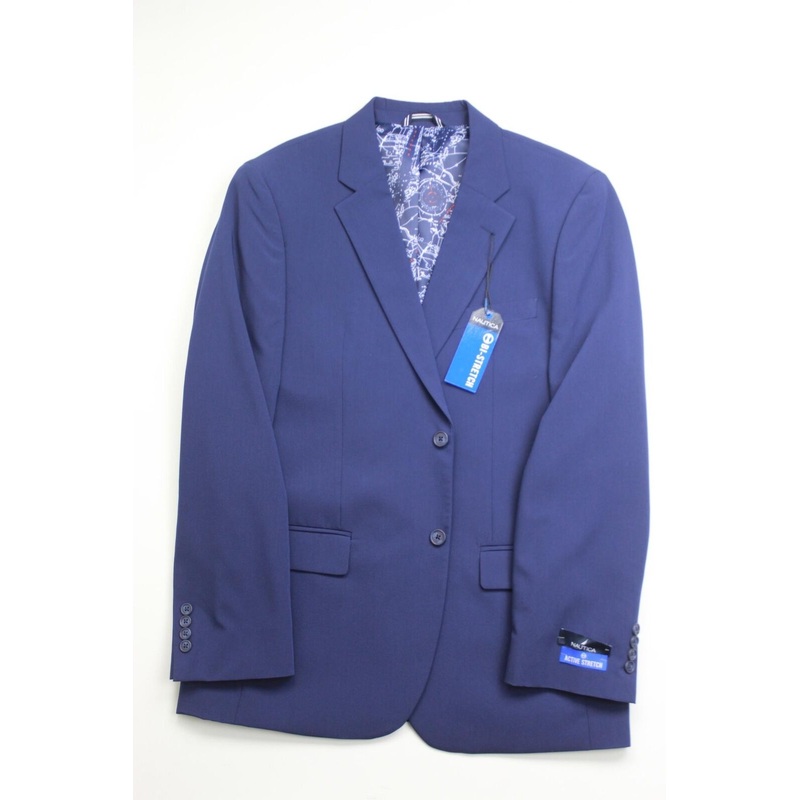 Nautica Solid Modern-Fit Suit 38S Navy Blue Flat Pant JACKET ONLY