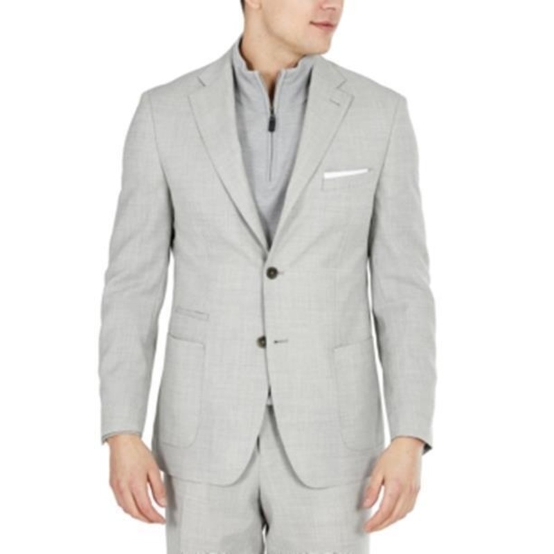 Tallia Mens Slim Fit Suit Jacket Sport Coat 38R Light Grey Wool