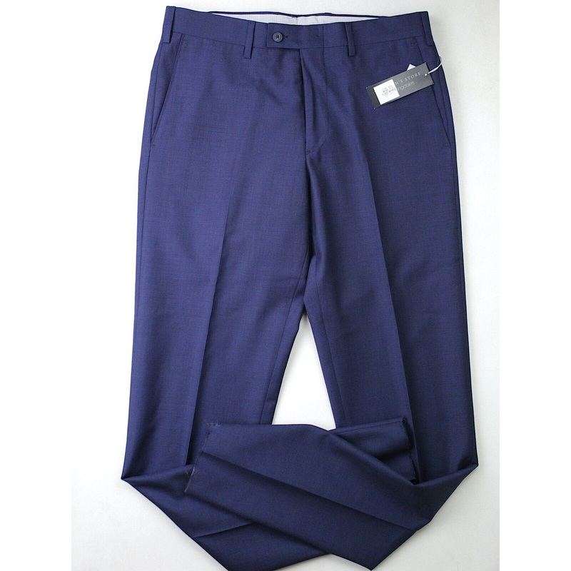 The Men's Store Bloomingdales Birdseye Classic Fit Dress Pants Blue Size 34 Wool