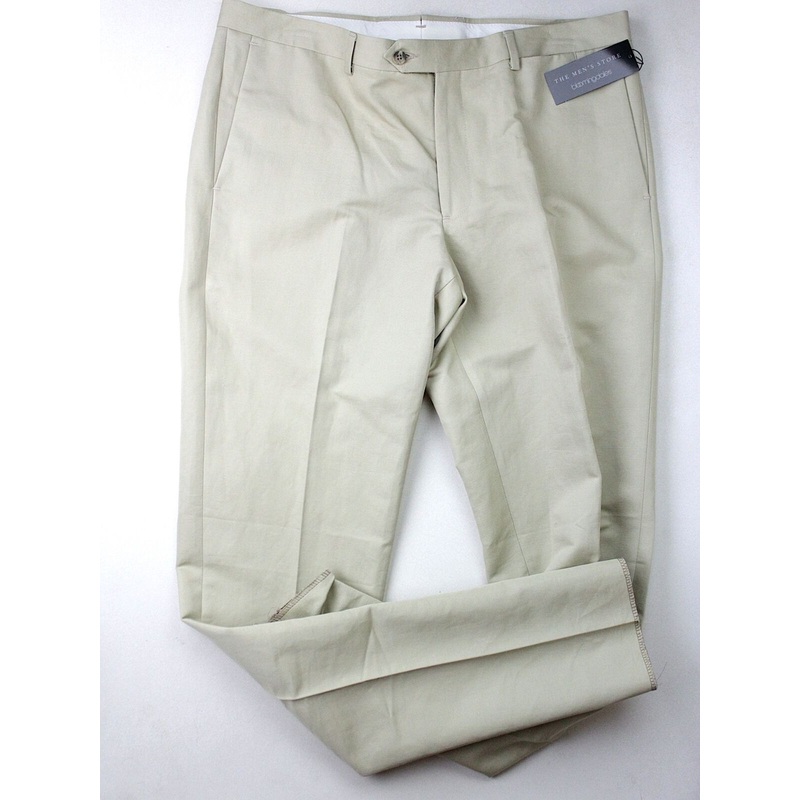 The Men's Store Bloomingdales Cotton & Linen Slim Fit Tan Size 38 Dress Pants