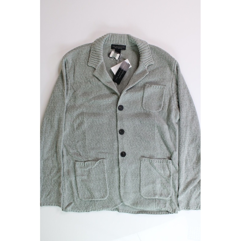 The Men's Store Bloomingdales Melange Knit Cardigan Jacket XL Green Sweater