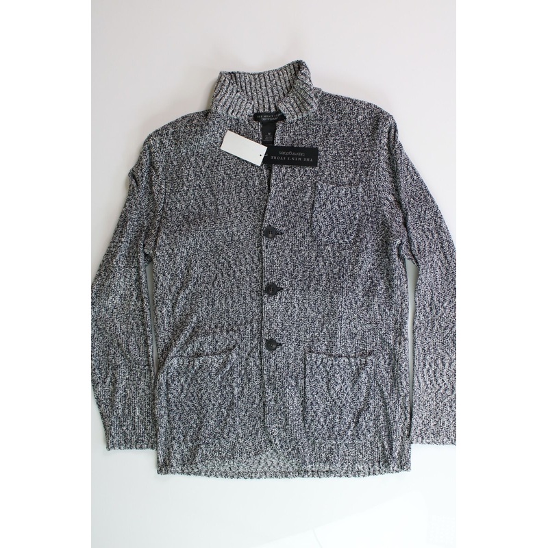 The Men's Store Bloomingdales Melange Knit Cardigan Jacket XL Navy Sweater