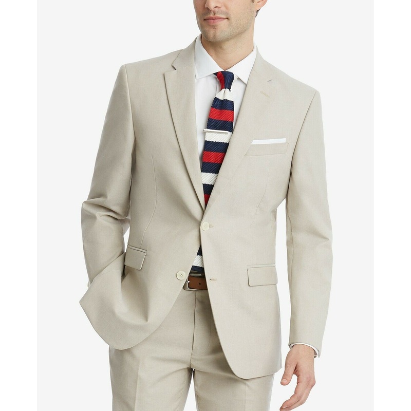 Tommy Hilfiger Men's Modern-Fit Flex Stretch Tan Suit Jacket 36R Khaki