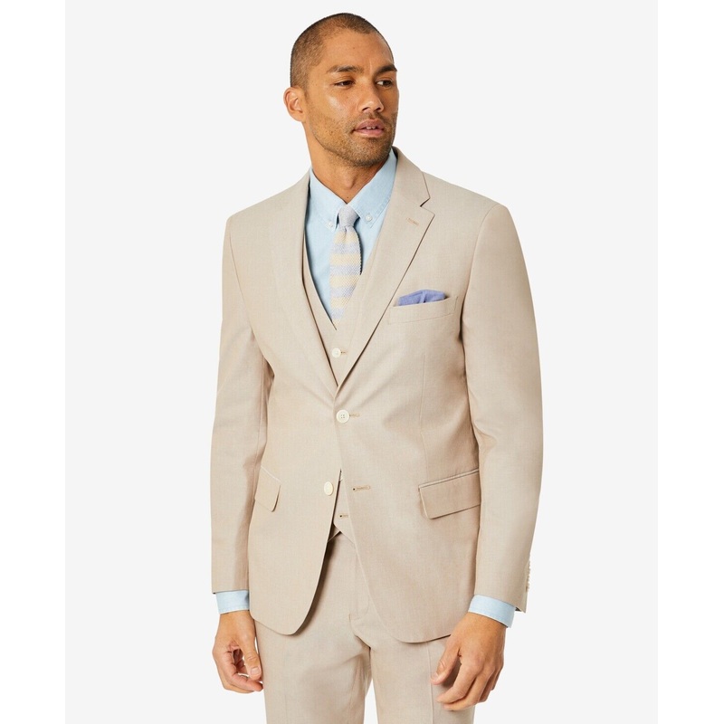 Tommy Hilfiger Modern Fit TH Flex Chambray Suit Jacket 41R Beige Khaki