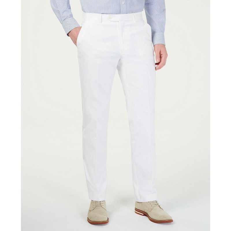 Tommy Hilfiger Modern-Fit THFlex Stretch Solid White Dress Pants 36 x 30