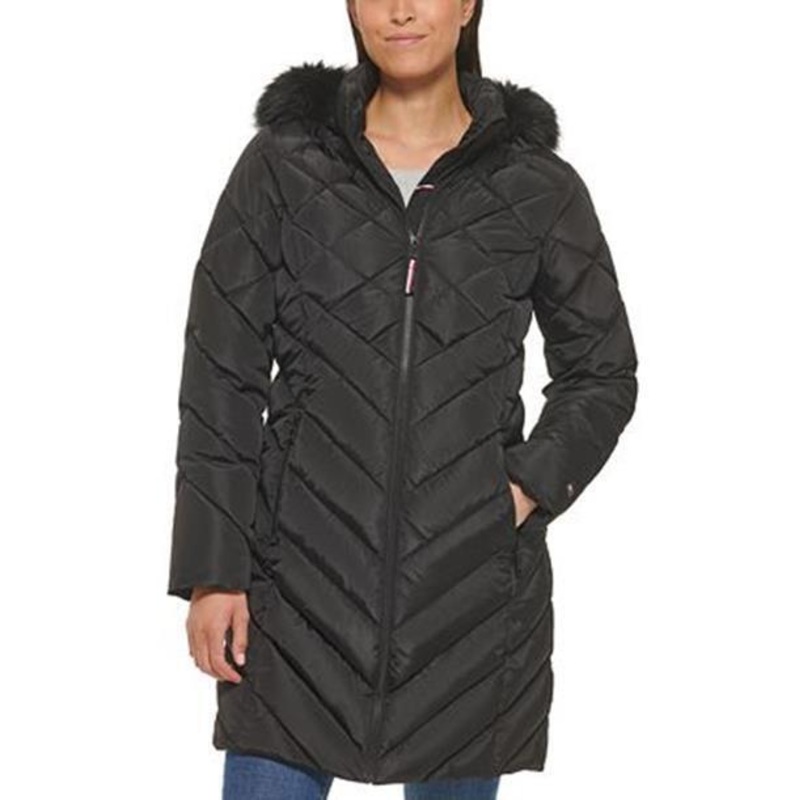 TOMMY HILFIGER Women's Puffer Coat Small Black