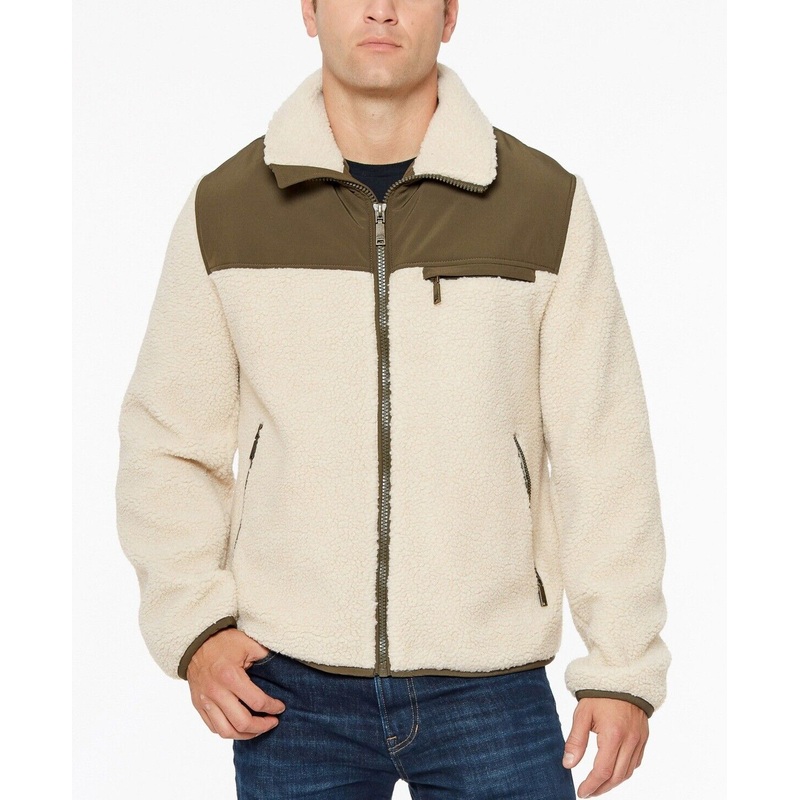 Vince Camuto Men's Multi Pocket Jacket Medium Cream Olive