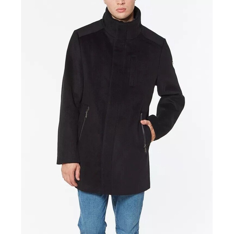VINCE CAMUTO Men's Wool Topper Coat Overcaot Medium Black