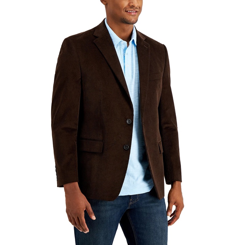 Club Room Men's Corduroy Classic-Fit Sport Coat Brown 36R Blazer Two Button