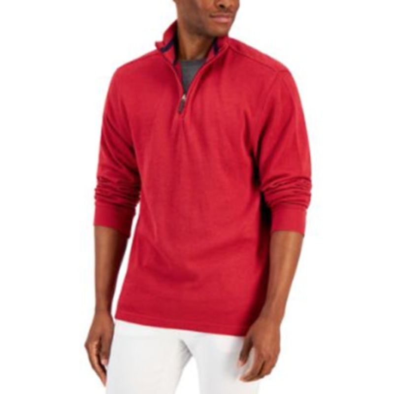 Club Room Mens Solid Classic-Fit 1/4 Zip Sweater Karanda Red Large