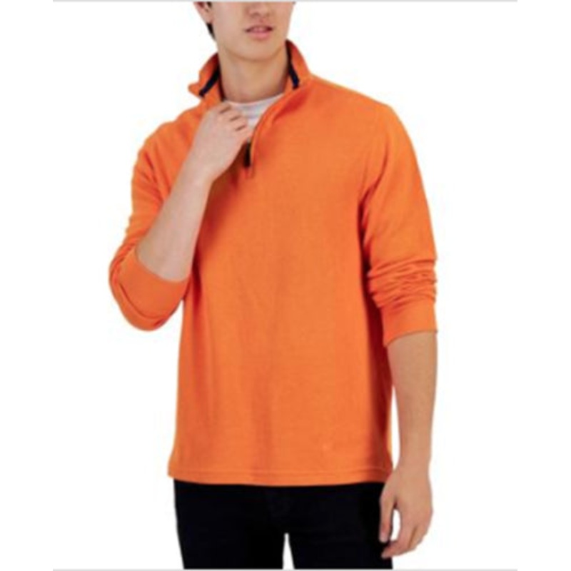 Club Room Mens Solid Classic Fit Quarter Zip Sweater Orange Large