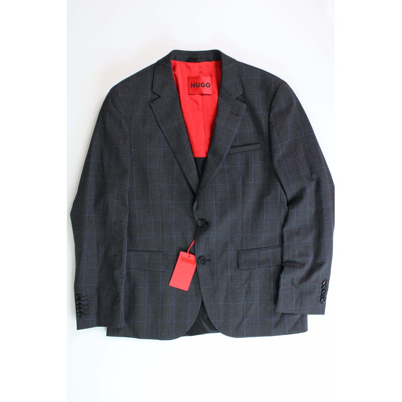 HUGO BOSS Men's Suit Jacket 40R Charcoal Plaid Modern Fit Wool