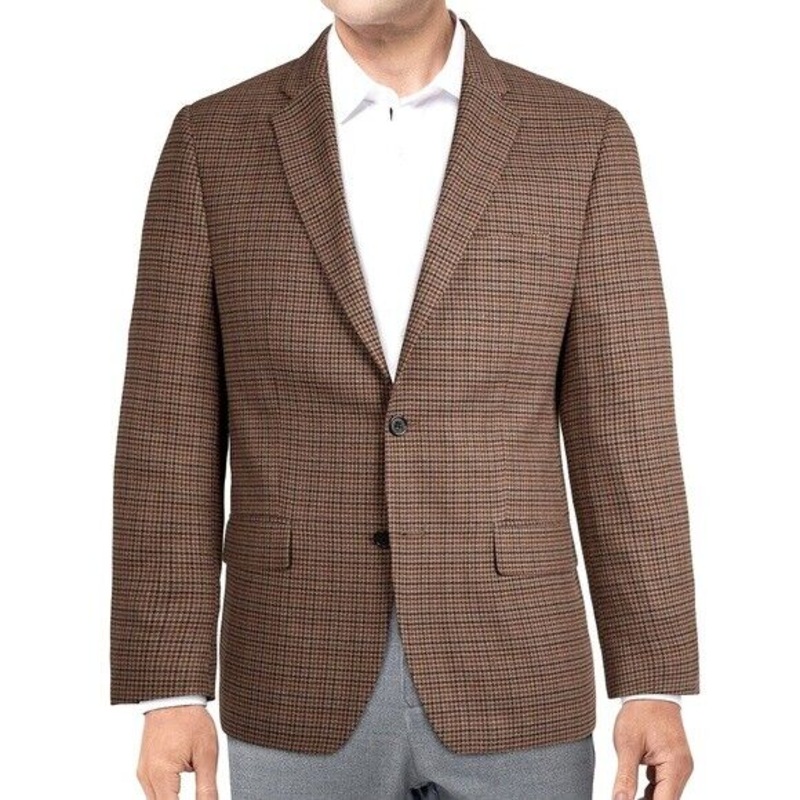 Lauren Ralph Lauren Classic Fit Stretch Sport Coat 40R Brown Houndstooth