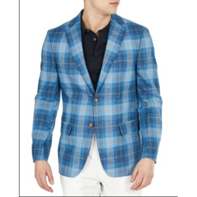 Lauren Ralph Lauren Men's UltraFlex Plaid Blazer 44S Sport Coat Turquoise