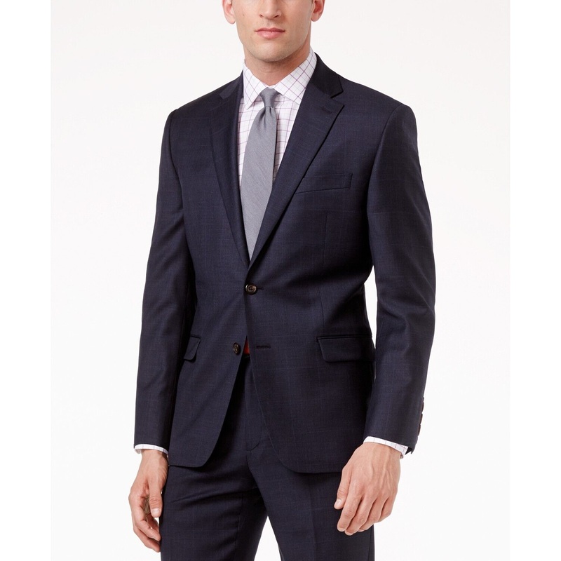Lauren Ralph Lauren Mens Navy Plaid Ultraflex Suit Jacket 42R