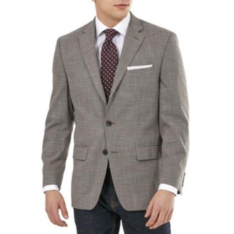 Lauren Ralph Lauren Mens Suit Jacket 46L Brown Check Weave
