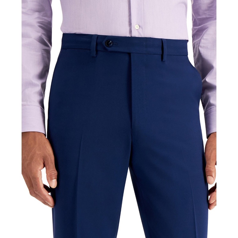 Nautica Men's Modern-Fit Bi-Stretch Suit Pants 49 x 32 Solid Blue