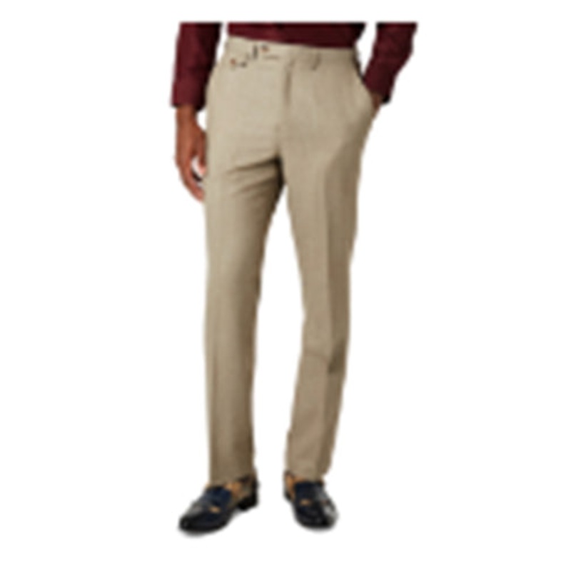 Tayion Collection Men's Dress Pants Taupe 46 X 32 Solid Classic-Fit Wool