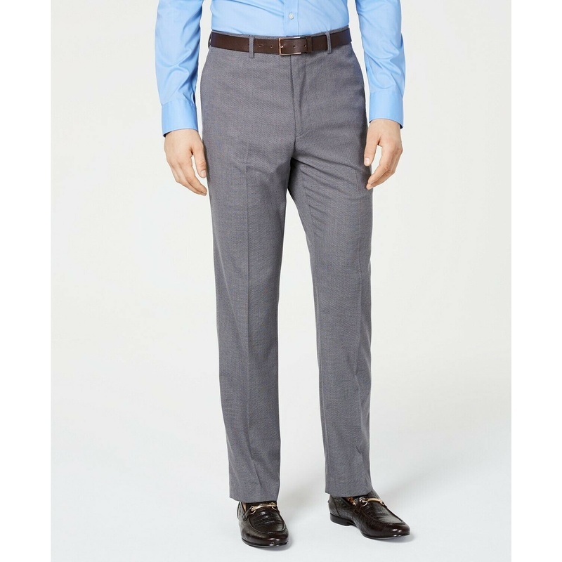 Vince Camuto Slim-Fit Stretch Wrinkle-Resistant Gray Textured Pants 36 x 30
