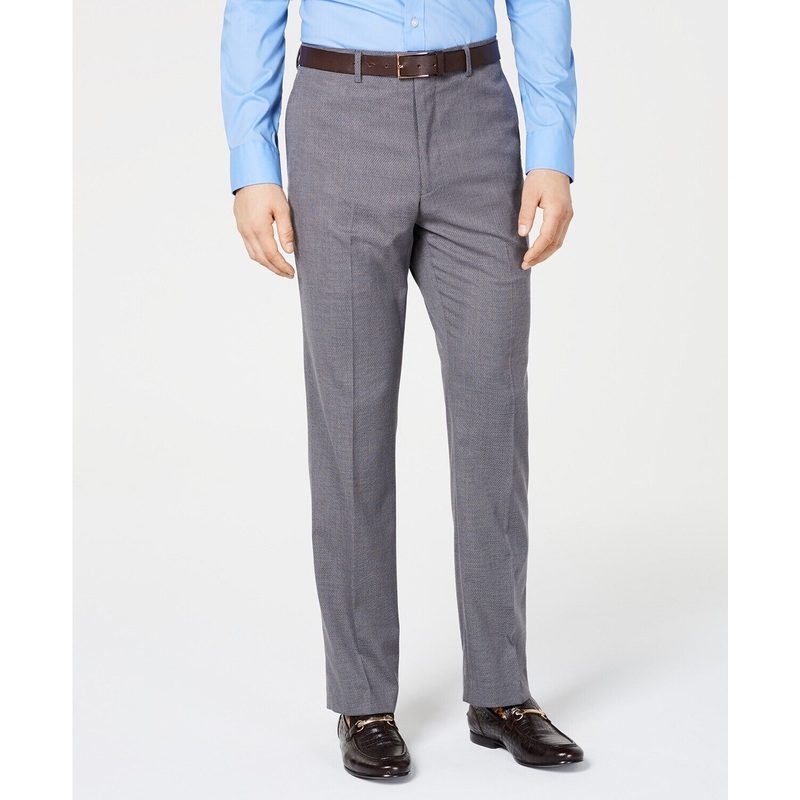 Vince Camuto Slim Stretch Wrinkle-Resistant Gray Textured Dress Pants 34 x 32