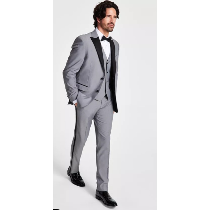 Alfani Mens Slim Fit Tuxedo Dress Pants 30 x 30 Light Grey