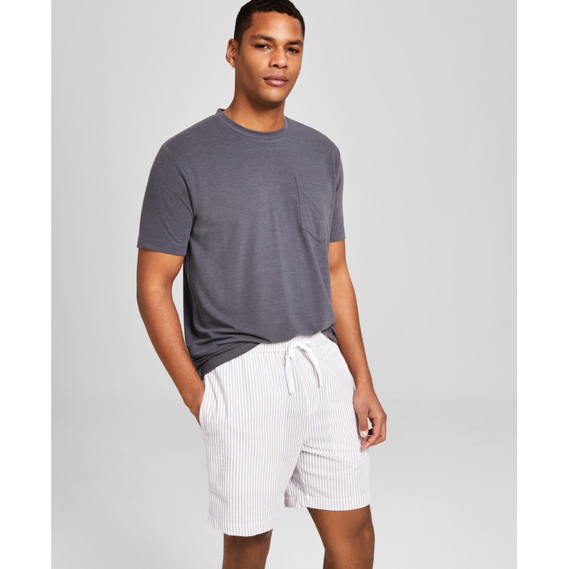 And Now This Mens Seersucker Drawstring Shorts Tan Stripe 2XL