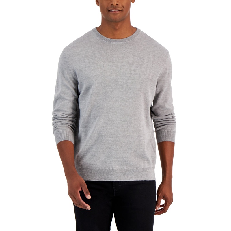 Club Room Mens Regular Fit Sweater Heather Grey Large