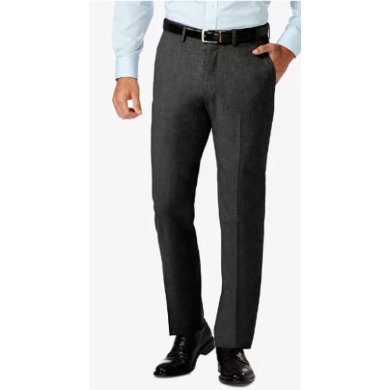 HAGGAR J.M. Mens Dress Pants Charcoal 32 x 32 Slim Fit 4-Way Stretch Flat Front