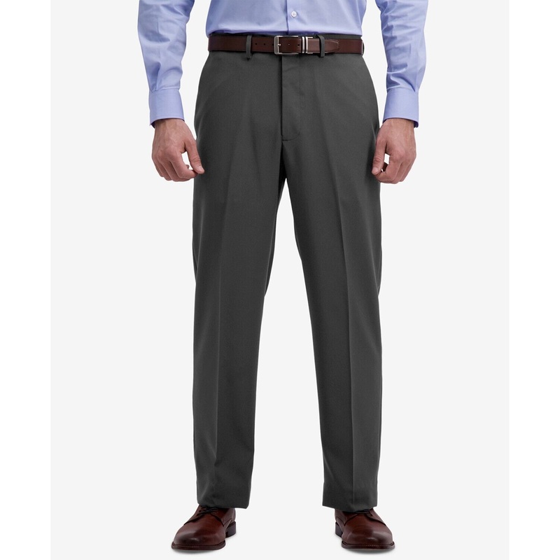 Haggar Microfiber Performance Classic-Fit Dress Pants 34 x 30 Grey