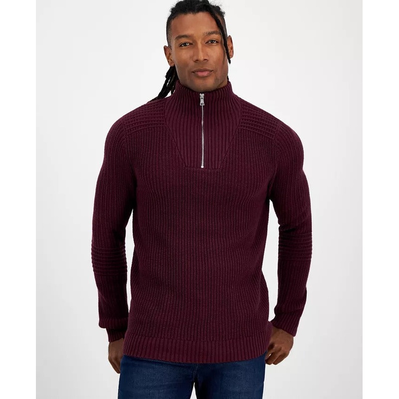 I.N.C. INTERNATIONAL CONCEPTS Men's Matthew Quarter-Zip Sweater XXL 2XL Port Red