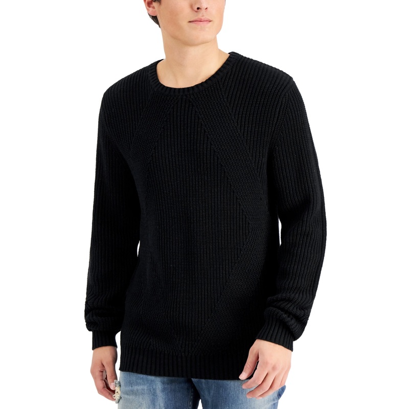 I.N.C. International Concepts Mens Ribbed Sweater Deep Black Small