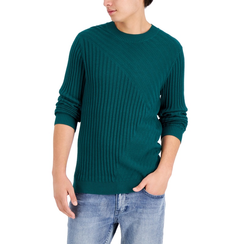 INC International Concepts Mens Tucker Crewneck Sweater Rainforest Green Small
