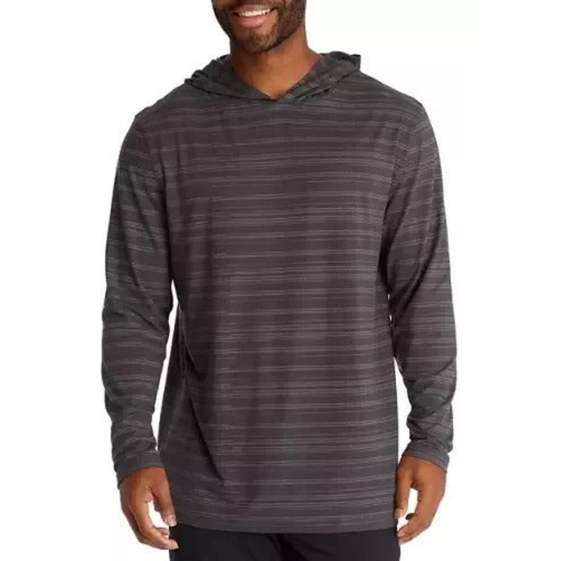 PGA TOUR Mens Textured Stripe Performance Golf Hoodie Sweatshirt Black Small