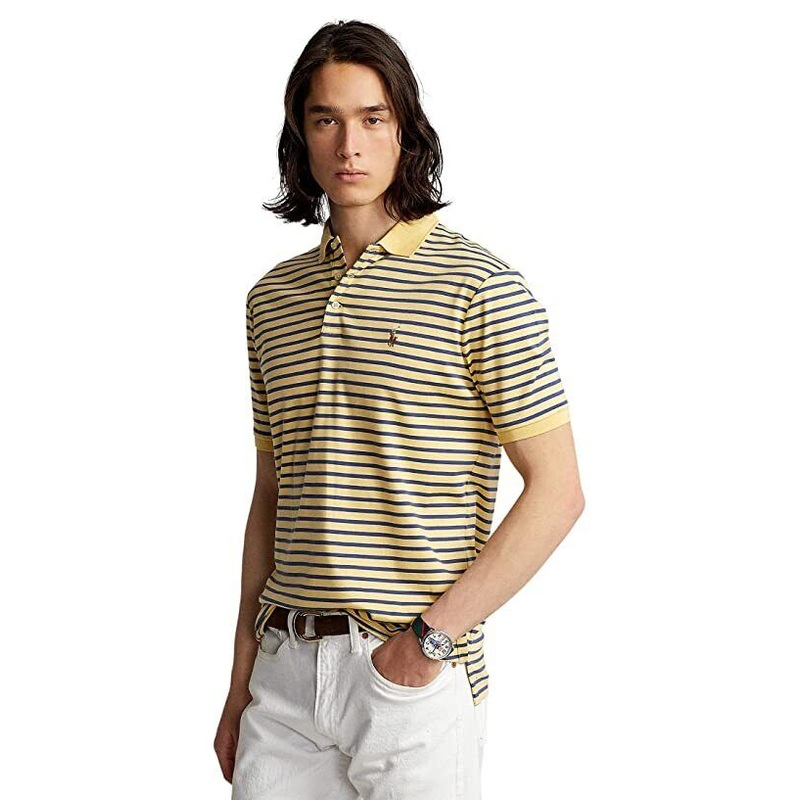 Polo Ralph Lauren Mens Classic-Fit Striped Soft Empire Yellow light Navy 2XL