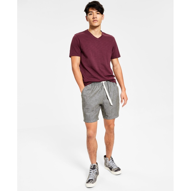 Sun + Stone Men's Charlie Linen Pull-on Shorts Green 2XL