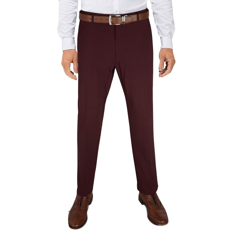 Tommy Hilfiger Men's Modern-Fit Flex Stretch Pants 50 x 30 Wine Burgundy