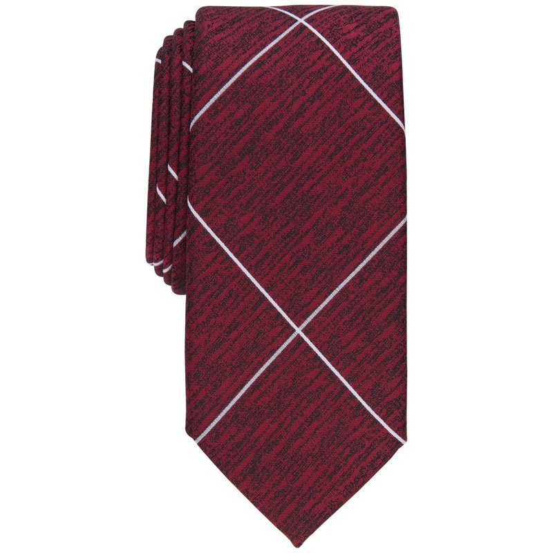 Alfani Mens Hector Necktie Windowpane Red Tie OS