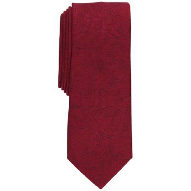 Bar Iii Men's Edken Tonal Floral Print Tie  Red Necktie