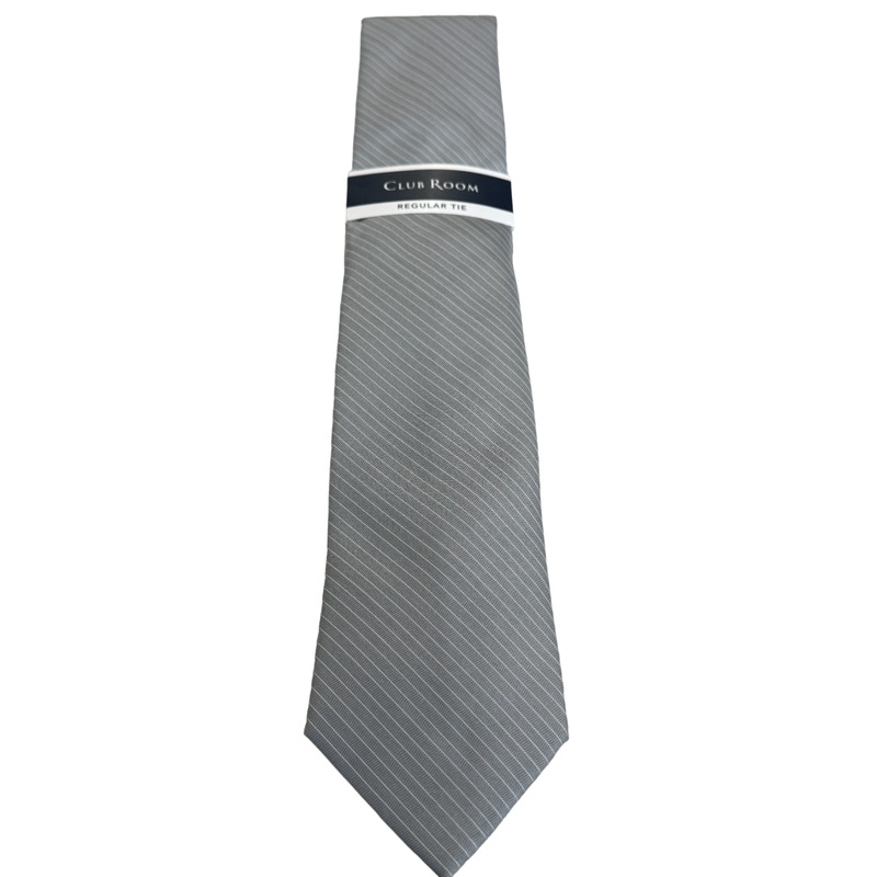 Club Room Men's Kane Striped Grey Necktie Tie