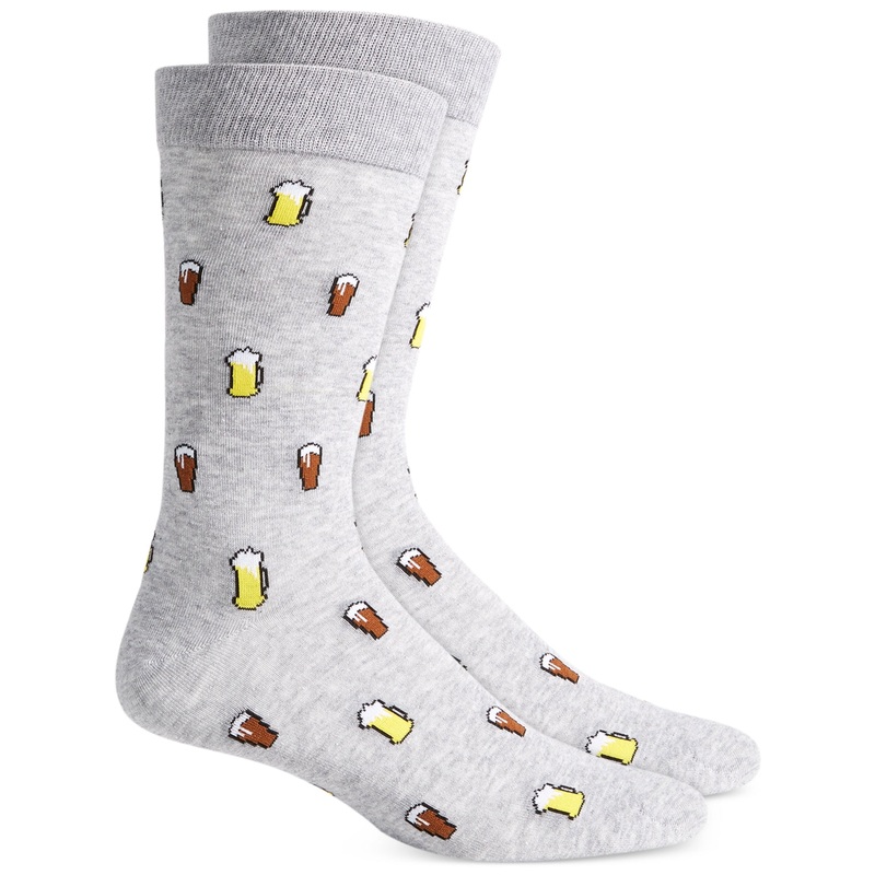 Club Room Mens Beer Crew Socks Grey Yellow