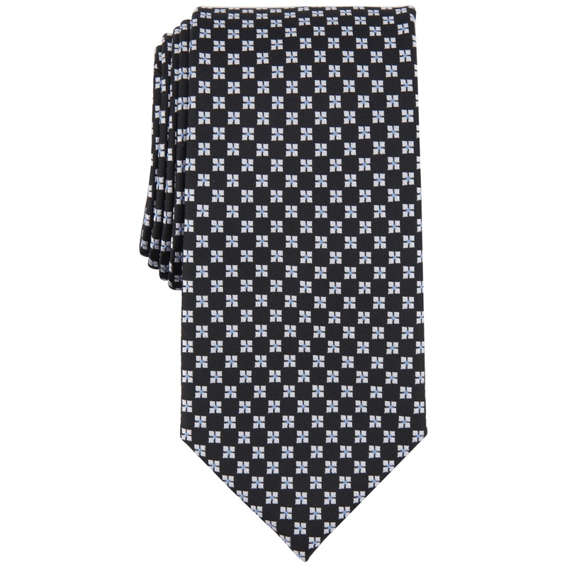 Club Room Mens Checker Tie Black White