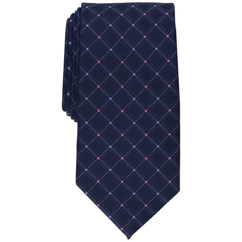 Club Room Mens Tie Navy Blue Grid Tie
